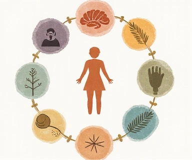 Illustration of holistic well-being, showing interconnected elements of mind, body, and spirit.