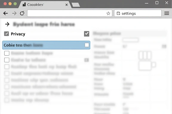 Illustration of browser settings for cookie management