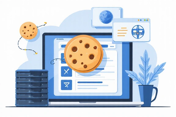 Illustration of a cookie being placed on a device